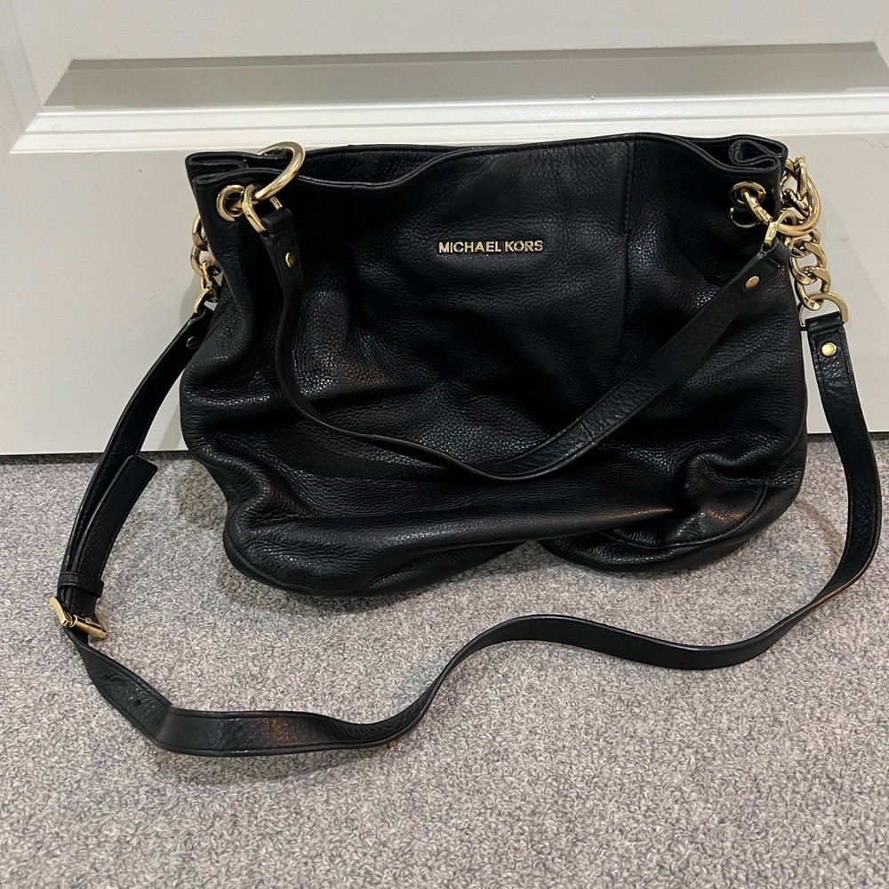 Black leather Michael Kors crossbody/ shoulder bag